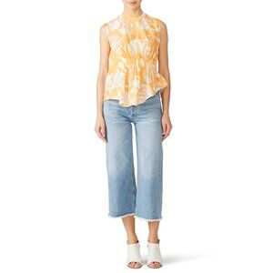 R-6. Genny Tropic Orange Rouched Top IT 44 US 8
